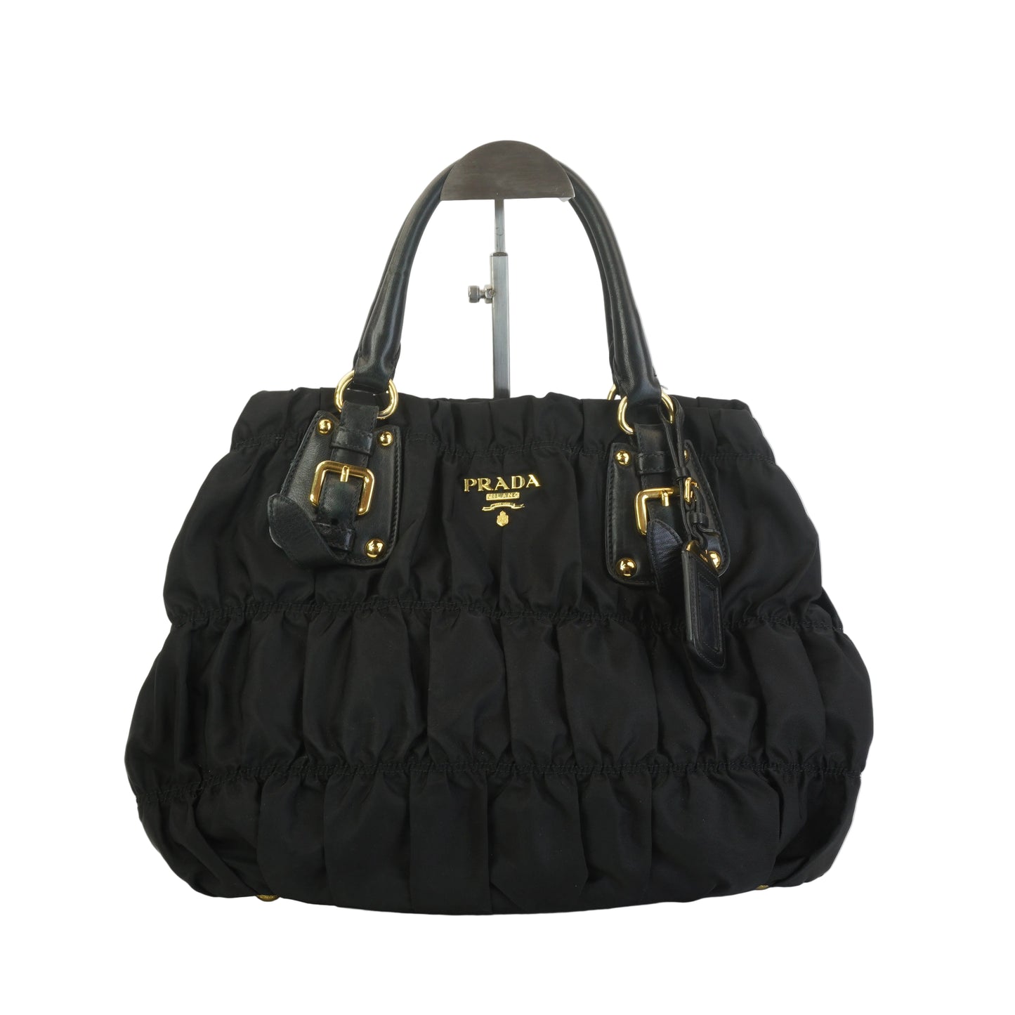 Prada Black Gaufe Tesseto Nylon GHW Medium