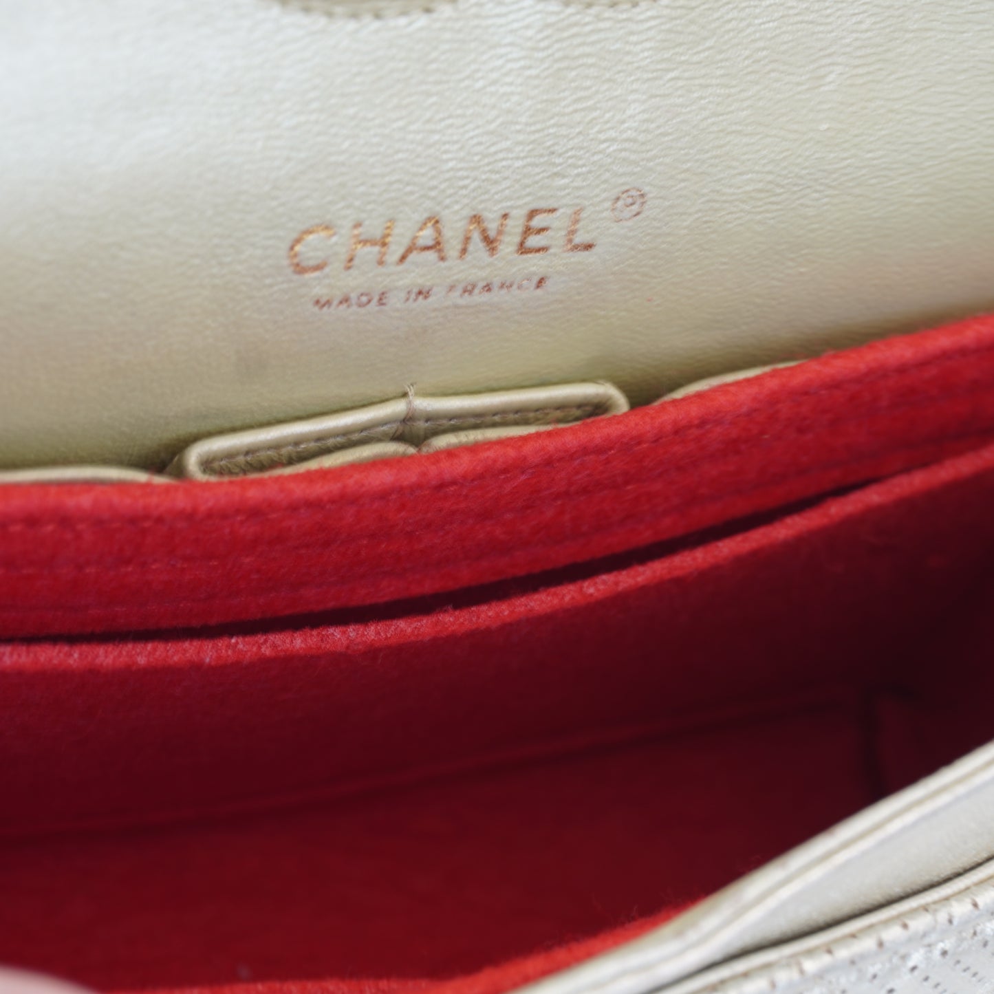 Chanel Classic Double Flap Champagne Gold Metallic Perforated Lambskin Gold Tone Jumbo