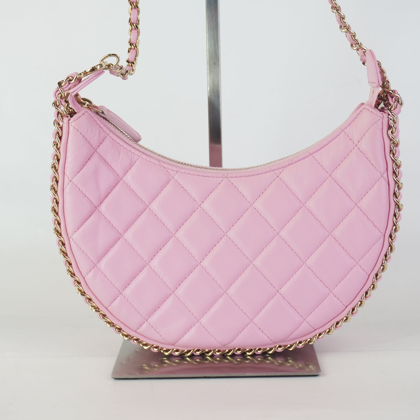 Chanel Small Half Moon Chain Small GHW Baby Pink