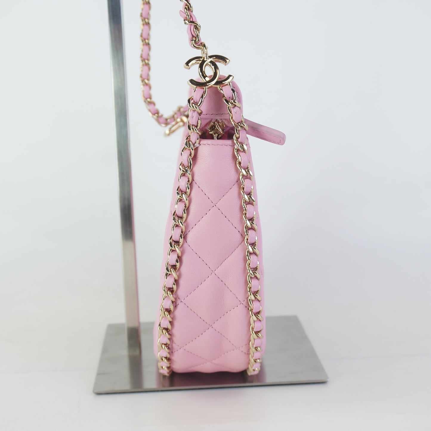 Chanel Small Half Moon Chain Small GHW Baby Pink