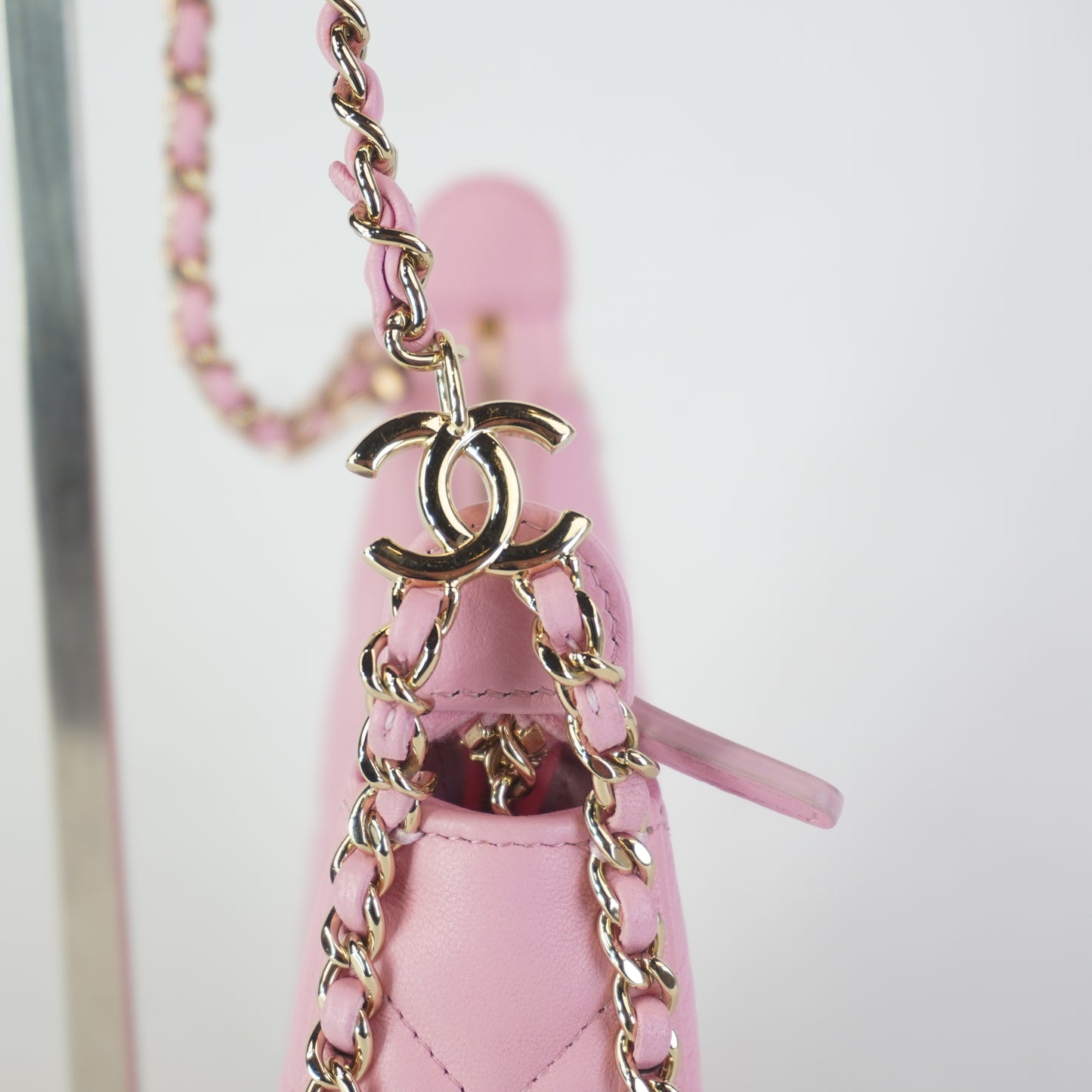 Chanel Small Half Moon Chain Small GHW Baby Pink