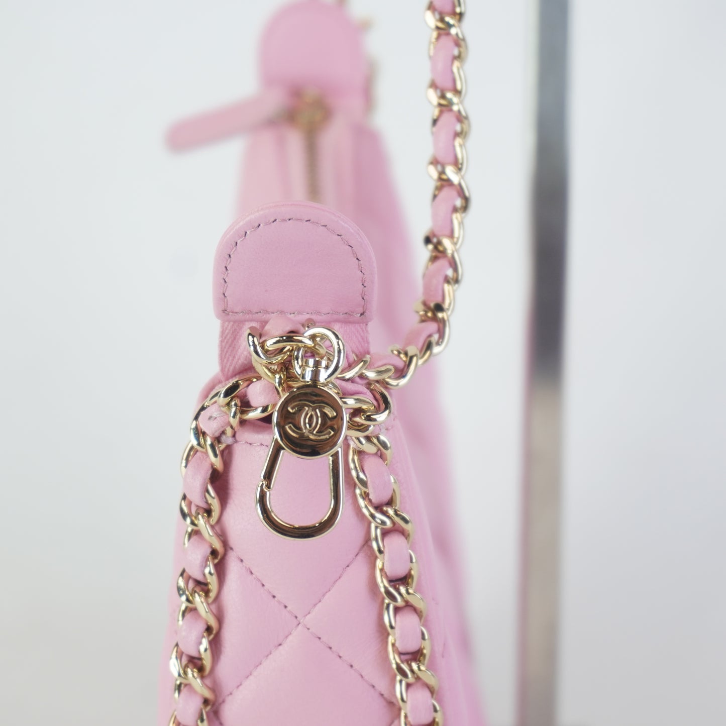 Chanel Small Half Moon Chain Small GHW Baby Pink
