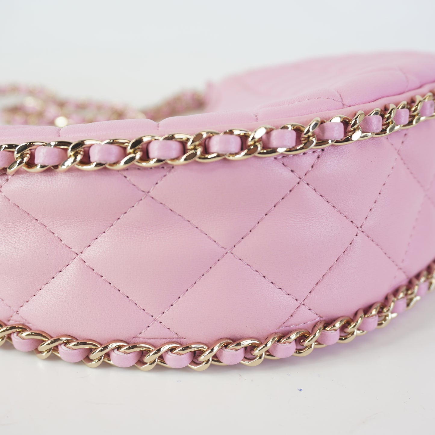 Chanel Small Half Moon Chain Small GHW Baby Pink