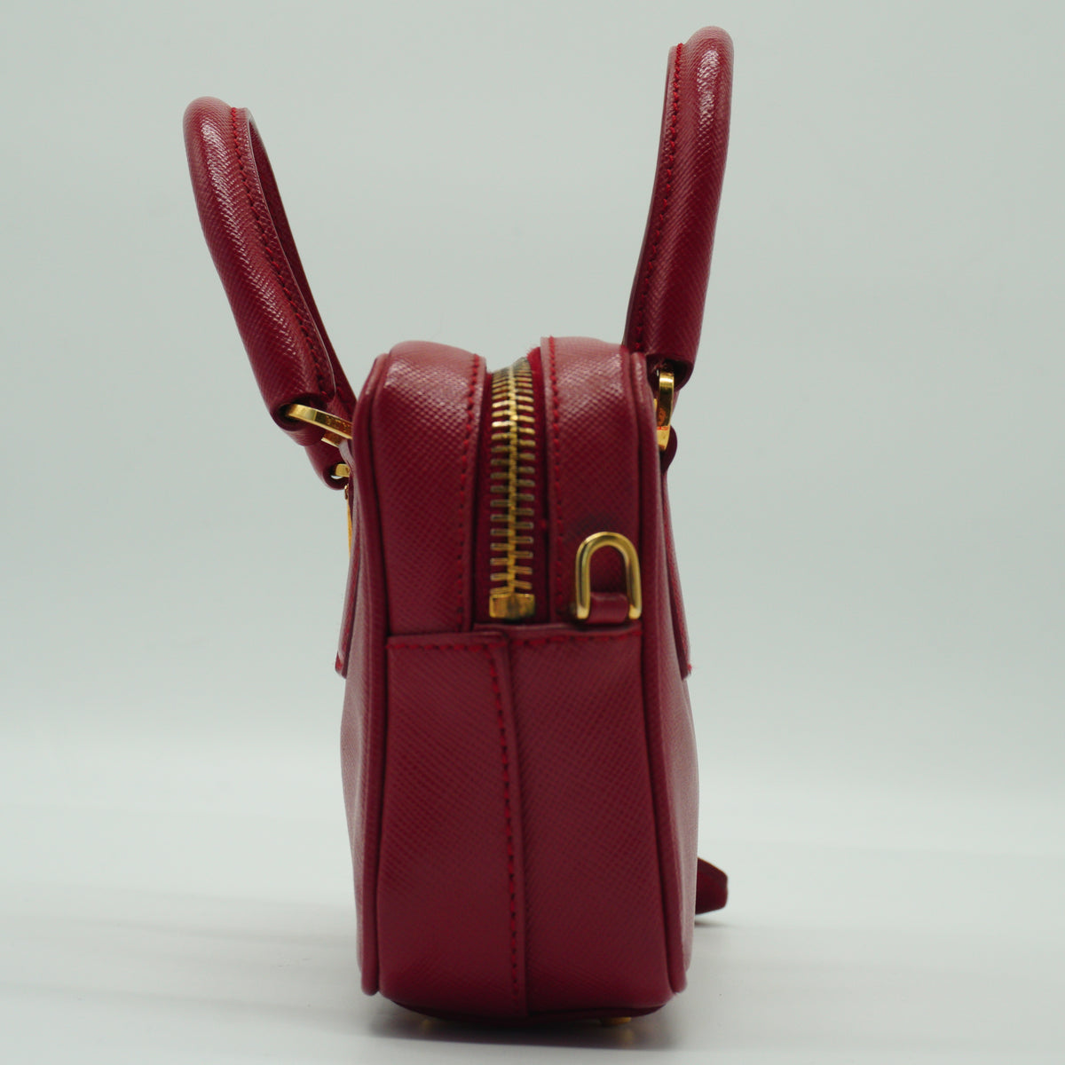 Prada Saffiano Lux Mini Bauleto Red Bag GHW
