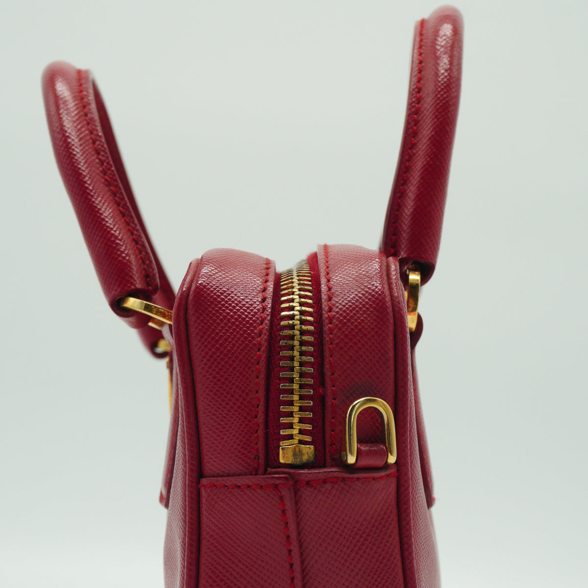 Prada Saffiano Lux Mini Bauleto Red Bag GHW