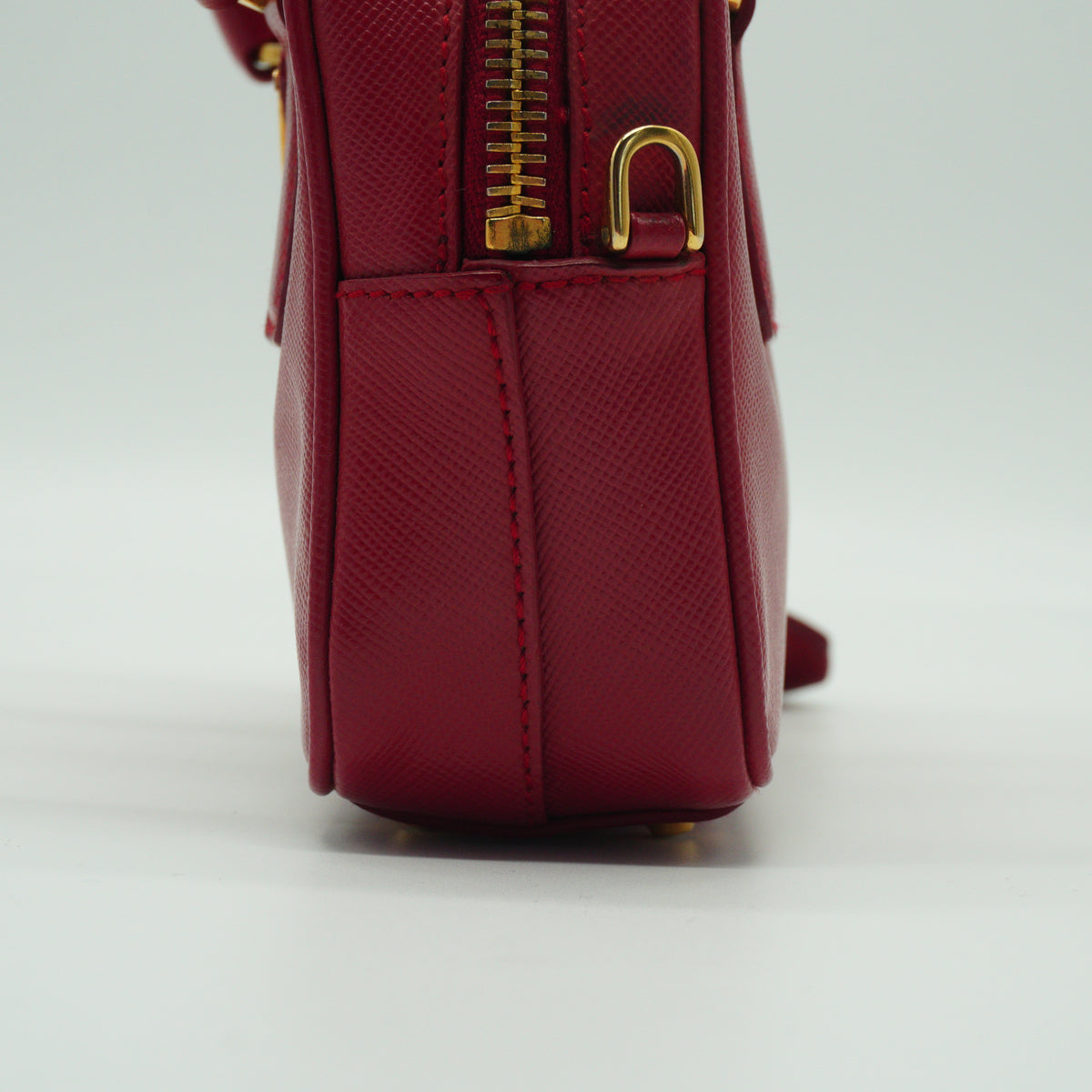 Prada Saffiano Lux Mini Bauleto Red Bag GHW