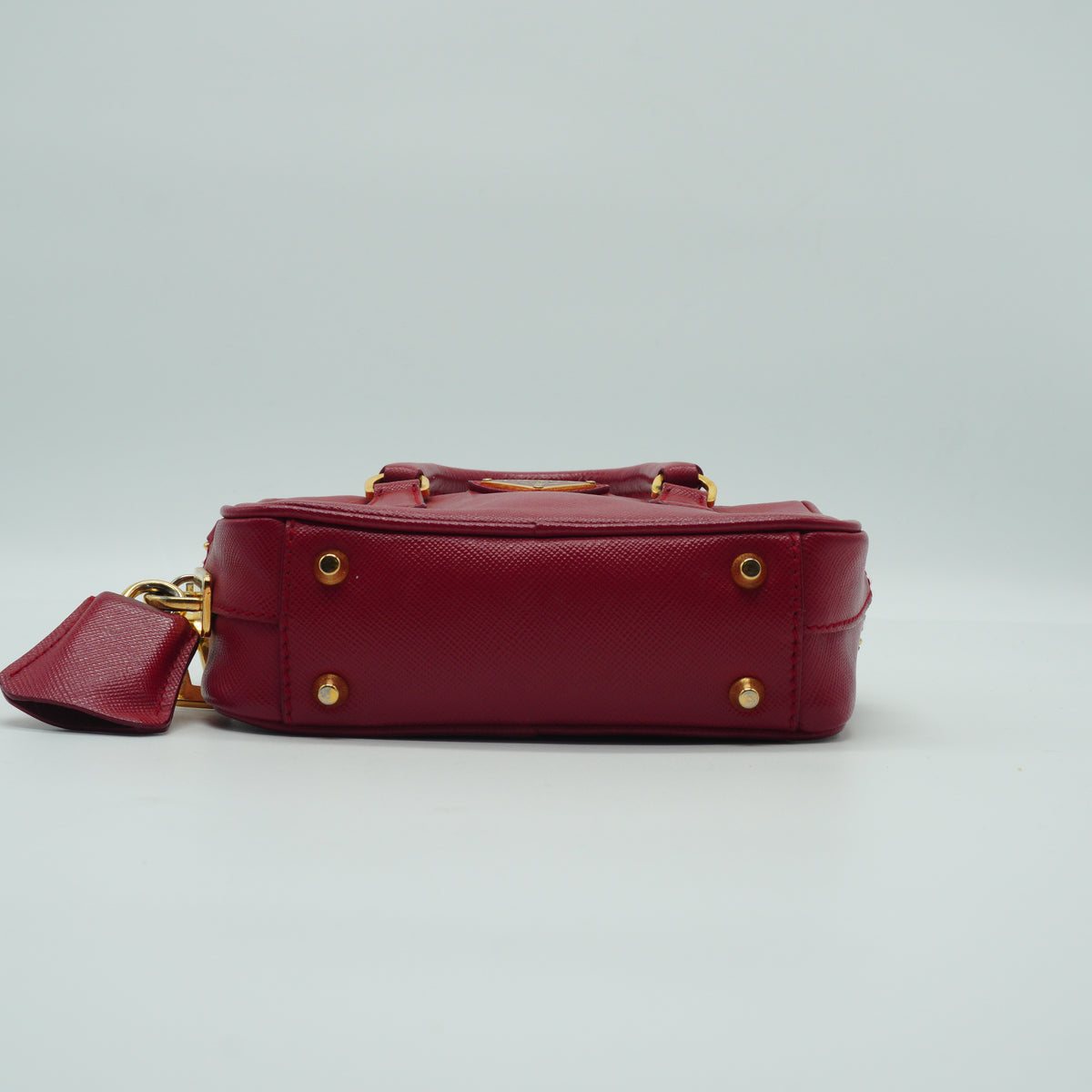 Prada Saffiano Lux Mini Bauleto Red Bag GHW