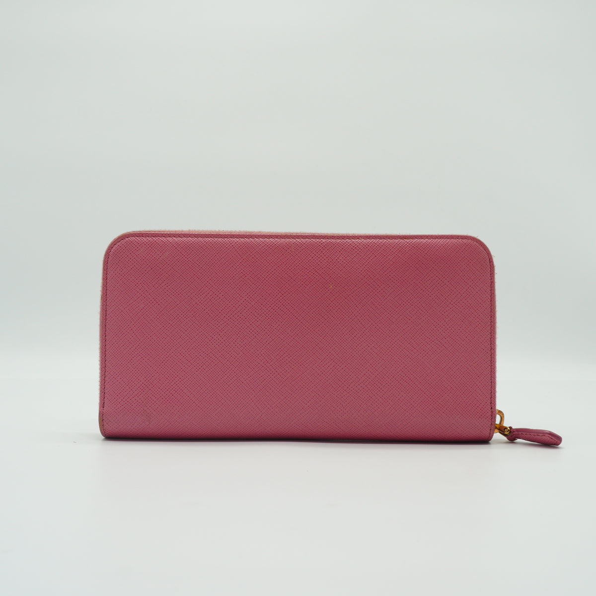 Prada Saffiano leather long zip around wallet pink