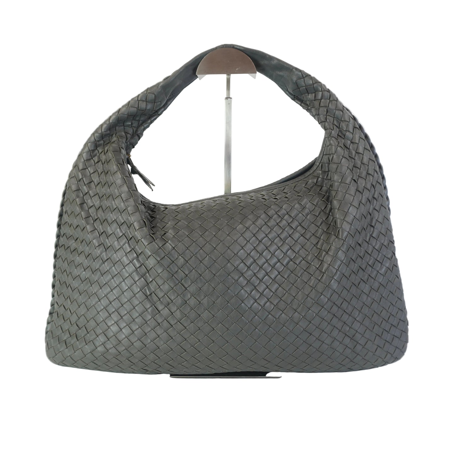 Bottega Veneta Classic Intercciato Hobo Bag Gray GHW Large