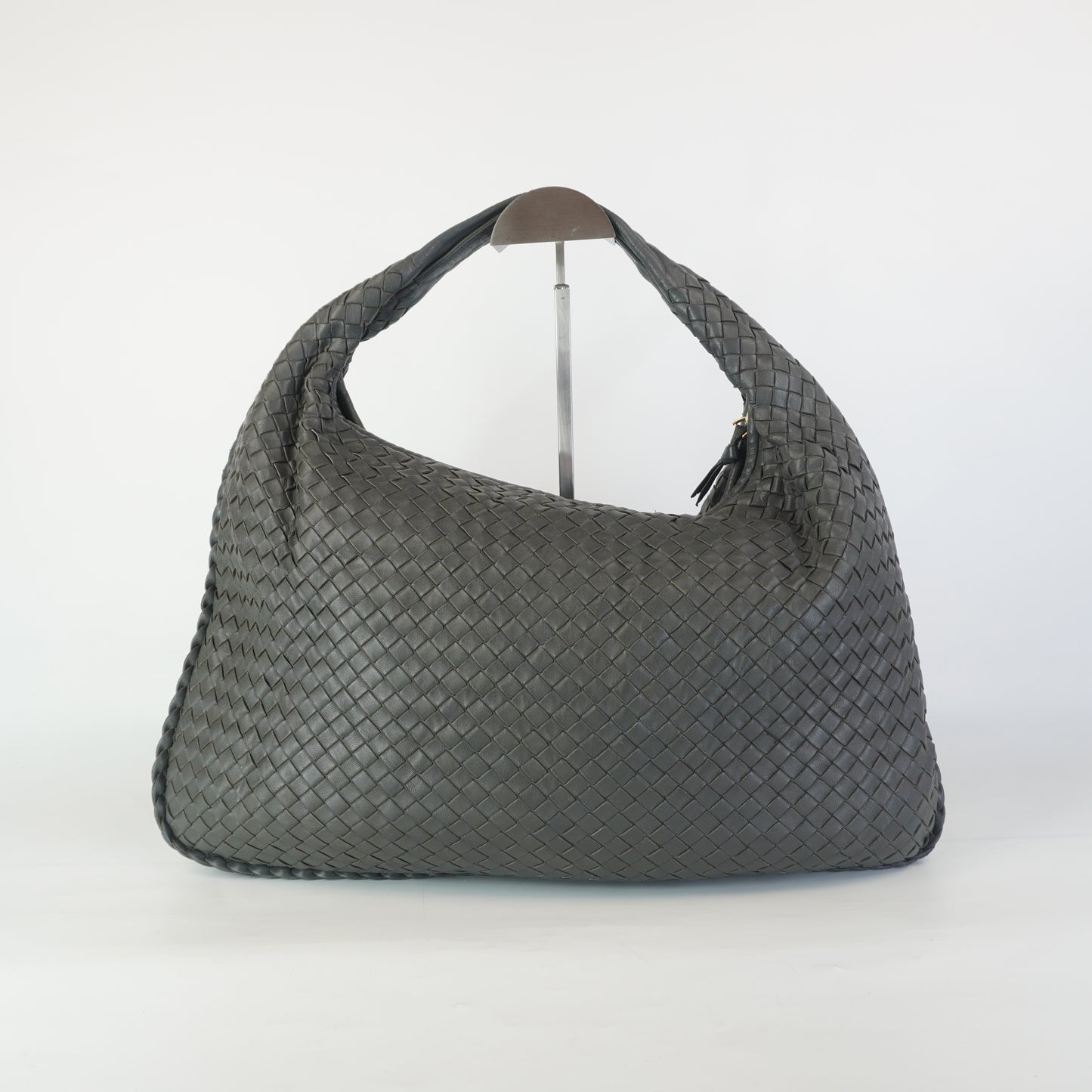 Bottega Veneta Classic Intercciato Hobo Bag Gray GHW Large