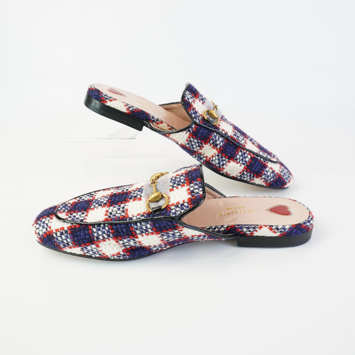 Gucci Price Town Horsebit Mules Size 37 Red/White