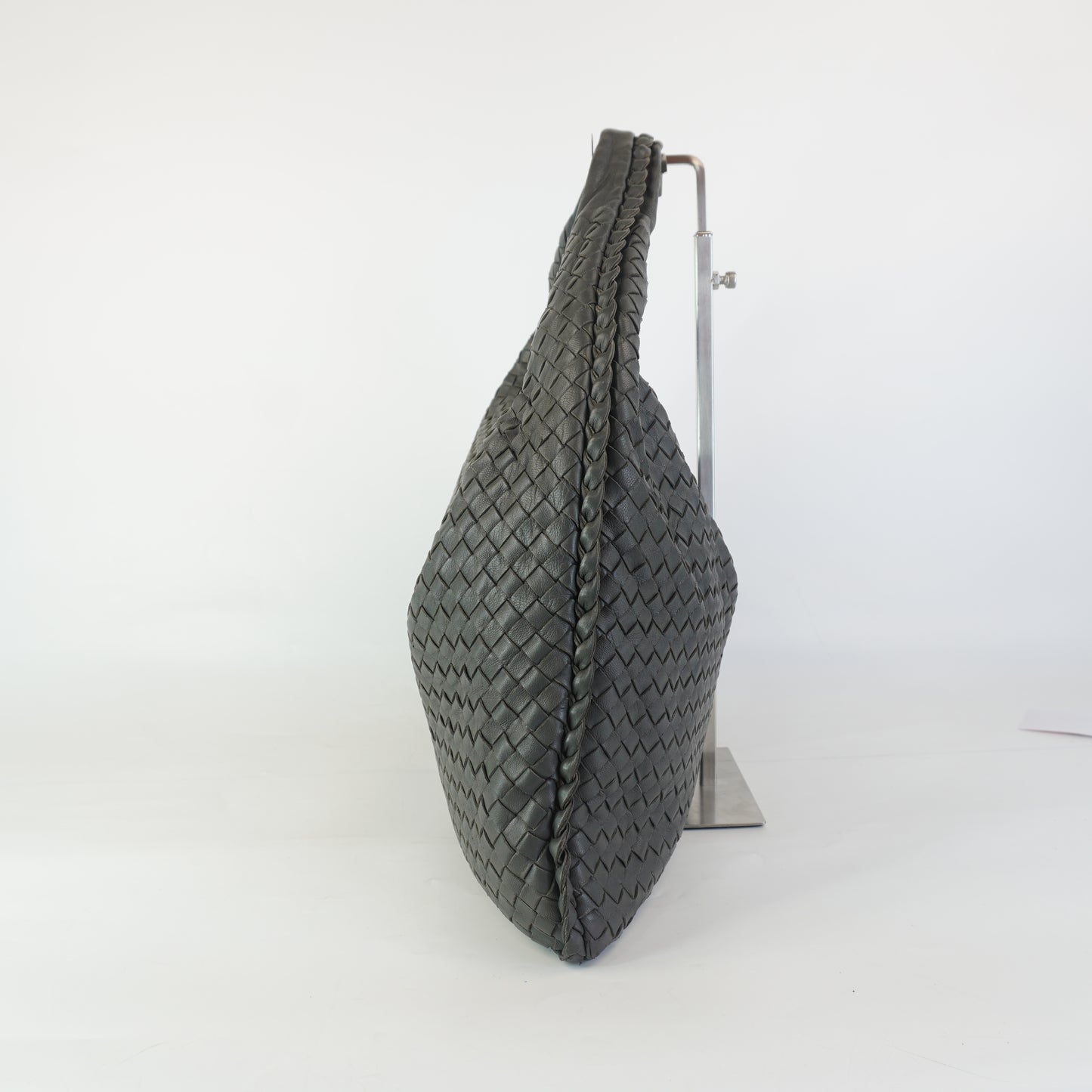 Bottega Veneta Classic Intercciato Hobo Bag Gray GHW Large