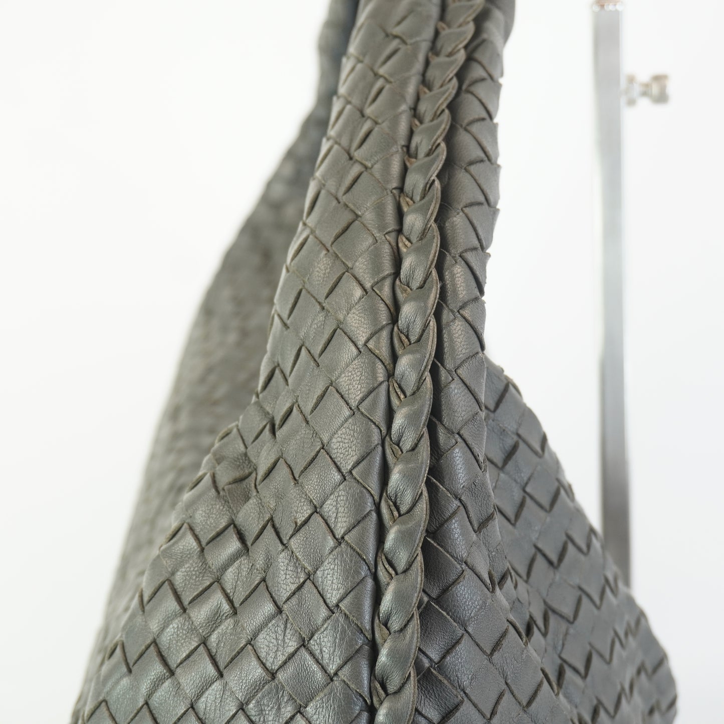 Bottega Veneta Classic Intercciato Hobo Bag Gray GHW Large