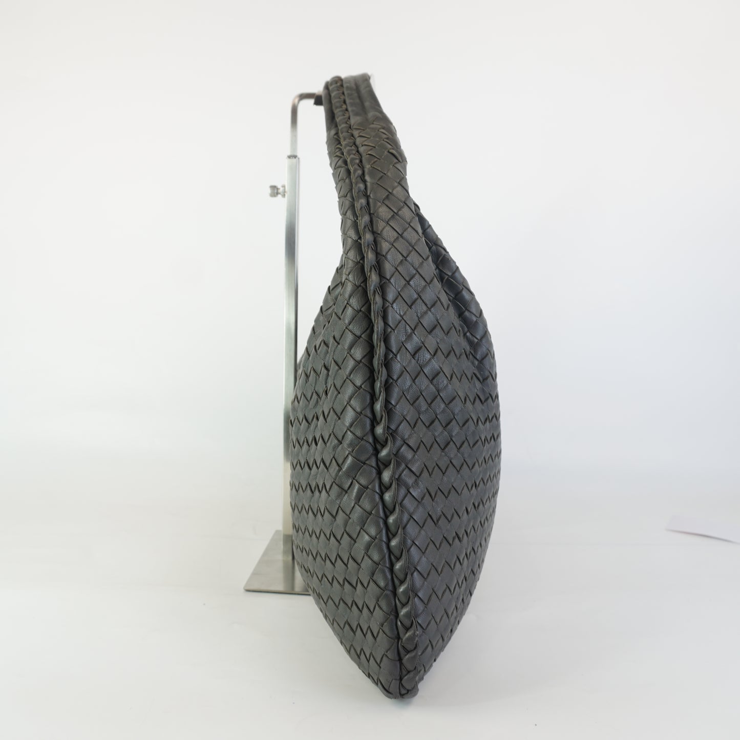 Bottega Veneta Classic Intercciato Hobo Bag Gray GHW Large