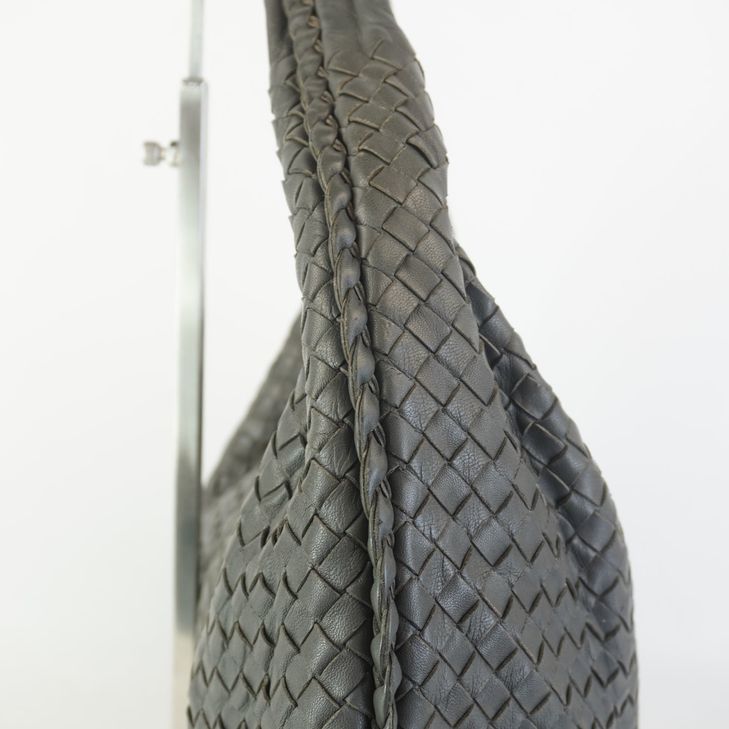Bottega Veneta Classic Intercciato Hobo Bag Gray GHW Large