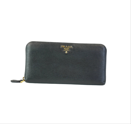 Prada Zip Around Wallet Black
