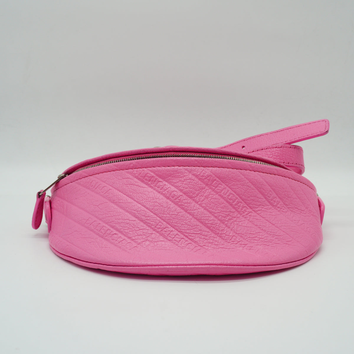 Balenciaga Souvenir Logo Embossed Small Belt Bag Pink SHW