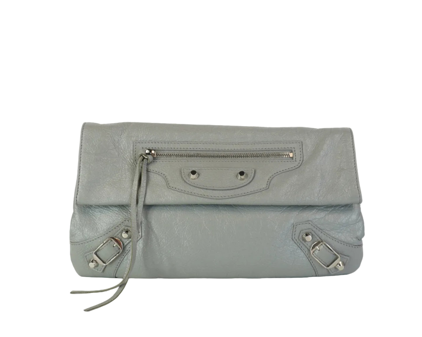 Balenciaga Motorcyle Clutch Gray SHW Medium