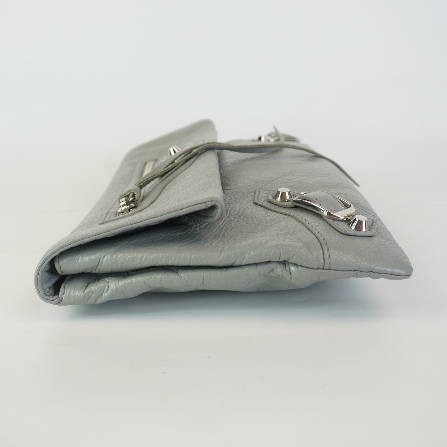 Balenciaga Motorcyle Clutch Gray SHW Medium