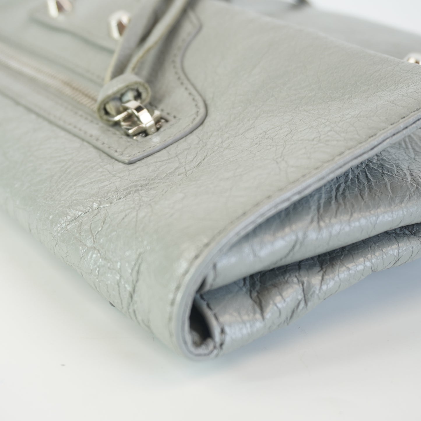 Balenciaga Motorcyle Clutch Gray SHW Medium