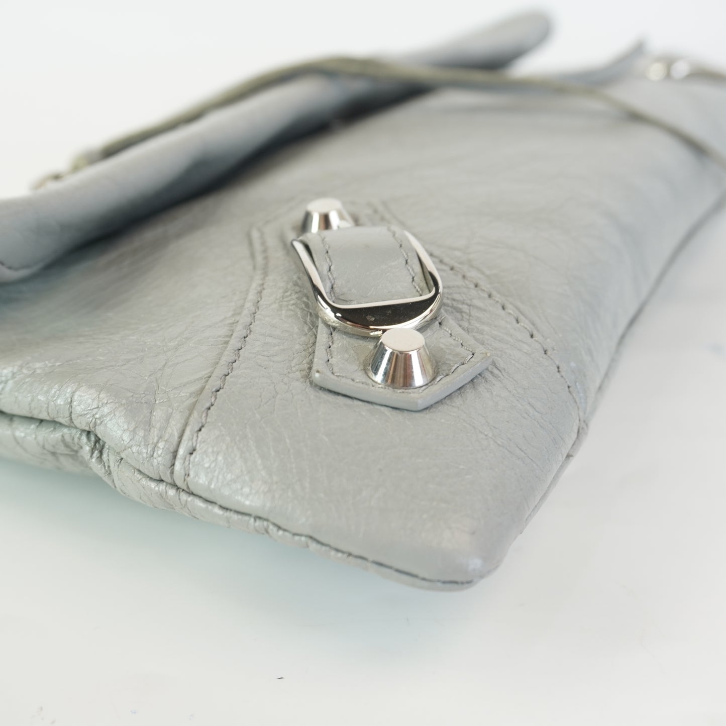 Balenciaga Motorcyle Clutch Gray SHW Medium