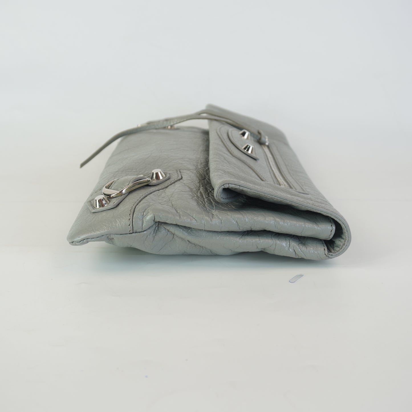 Balenciaga Motorcyle Clutch Gray SHW Medium