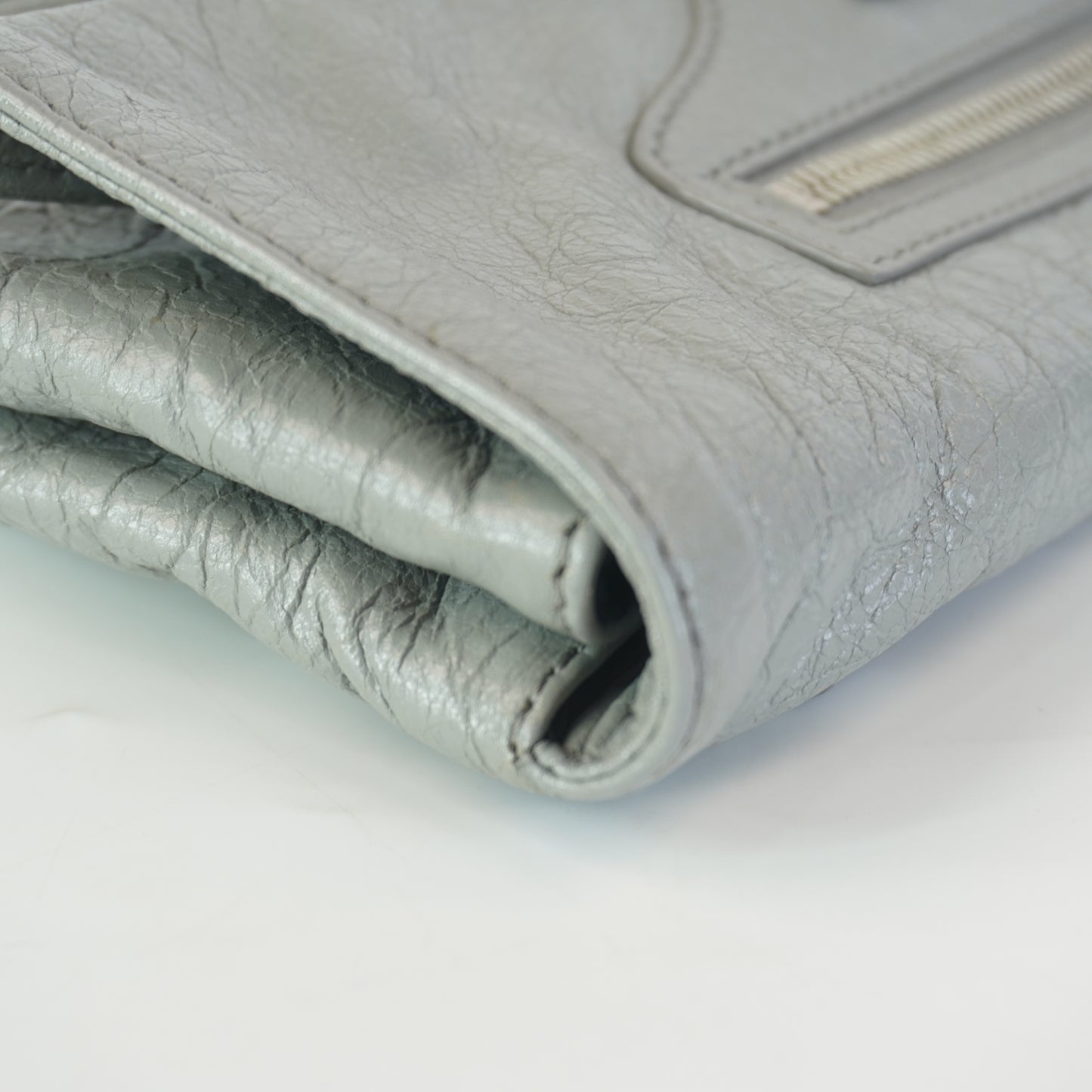 Balenciaga Motorcyle Clutch Gray SHW Medium