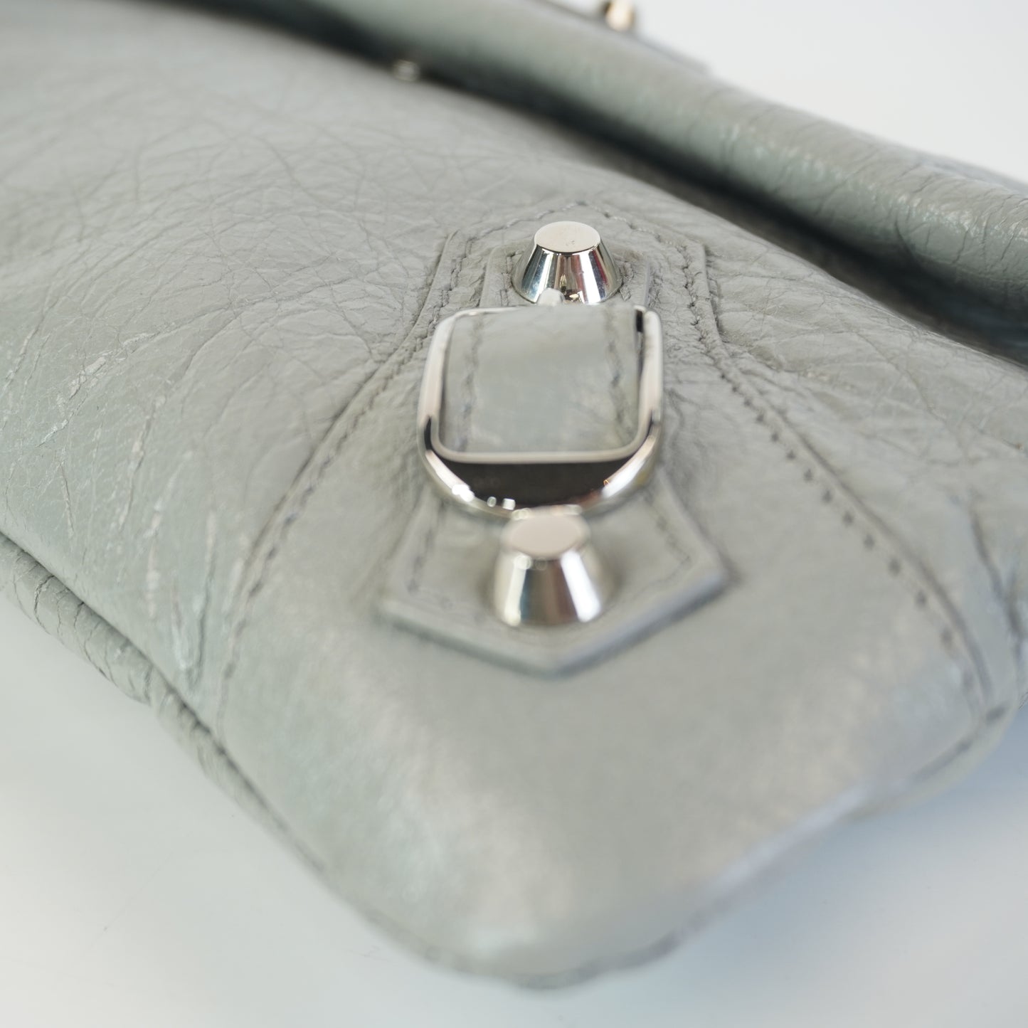 Balenciaga Motorcyle Clutch Gray SHW Medium