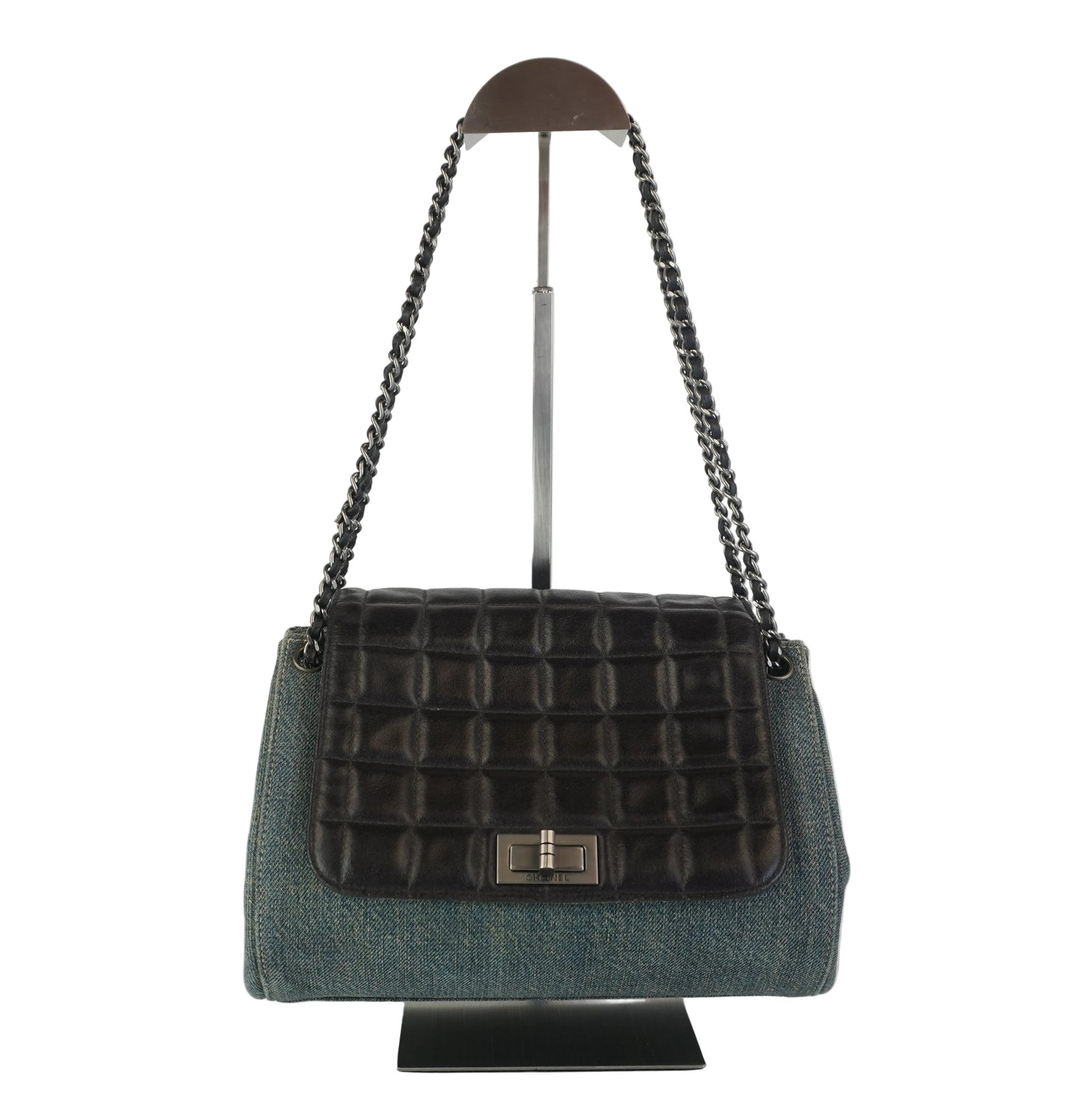 Chanel Chocolate Bar Accordion Flap Bag Small SHW