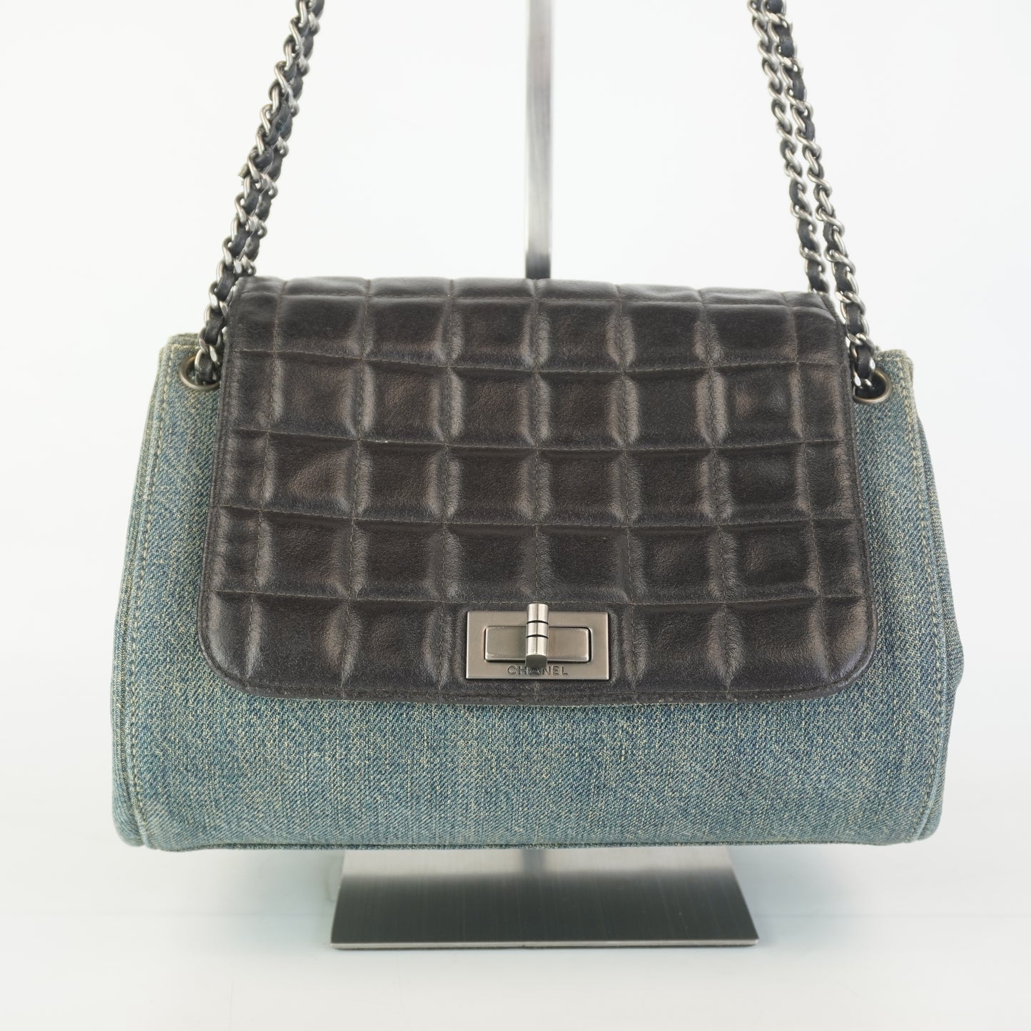 Chanel Chocolate Bar Accordion Flap Bag Small SHW