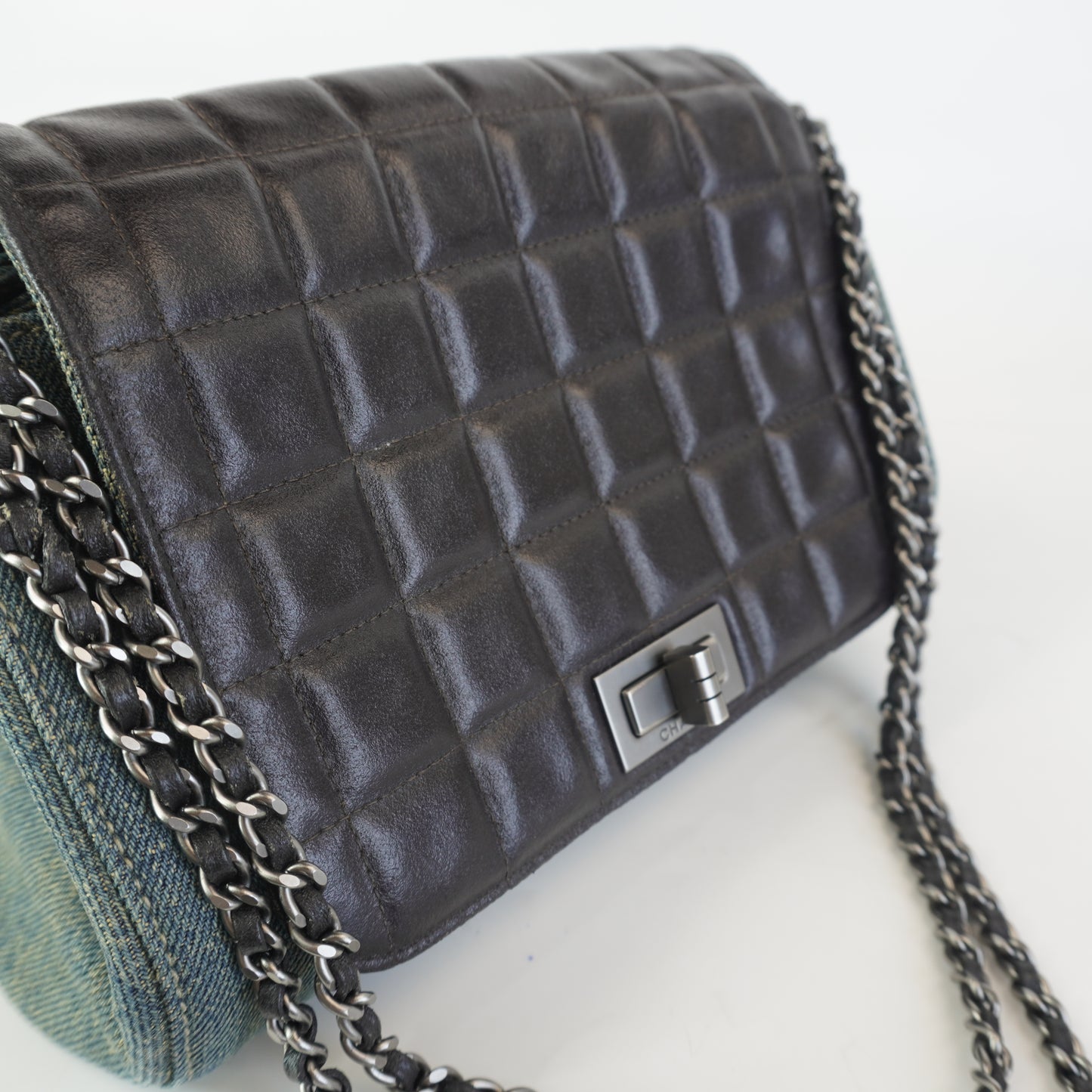 Chanel Chocolate Bar Accordion Flap Bag Small SHW
