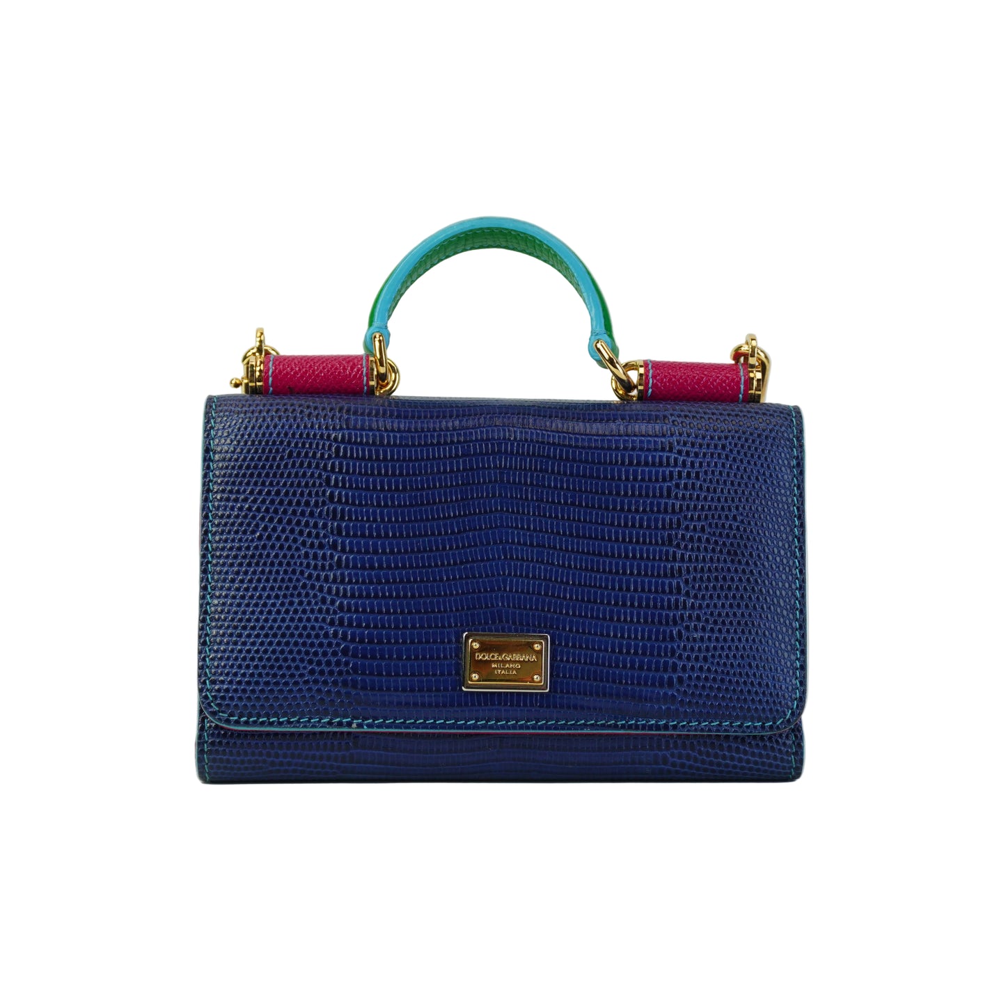 Dolce&Gabanna	Mino Von Wallet on Chain Blue/Pink GHW