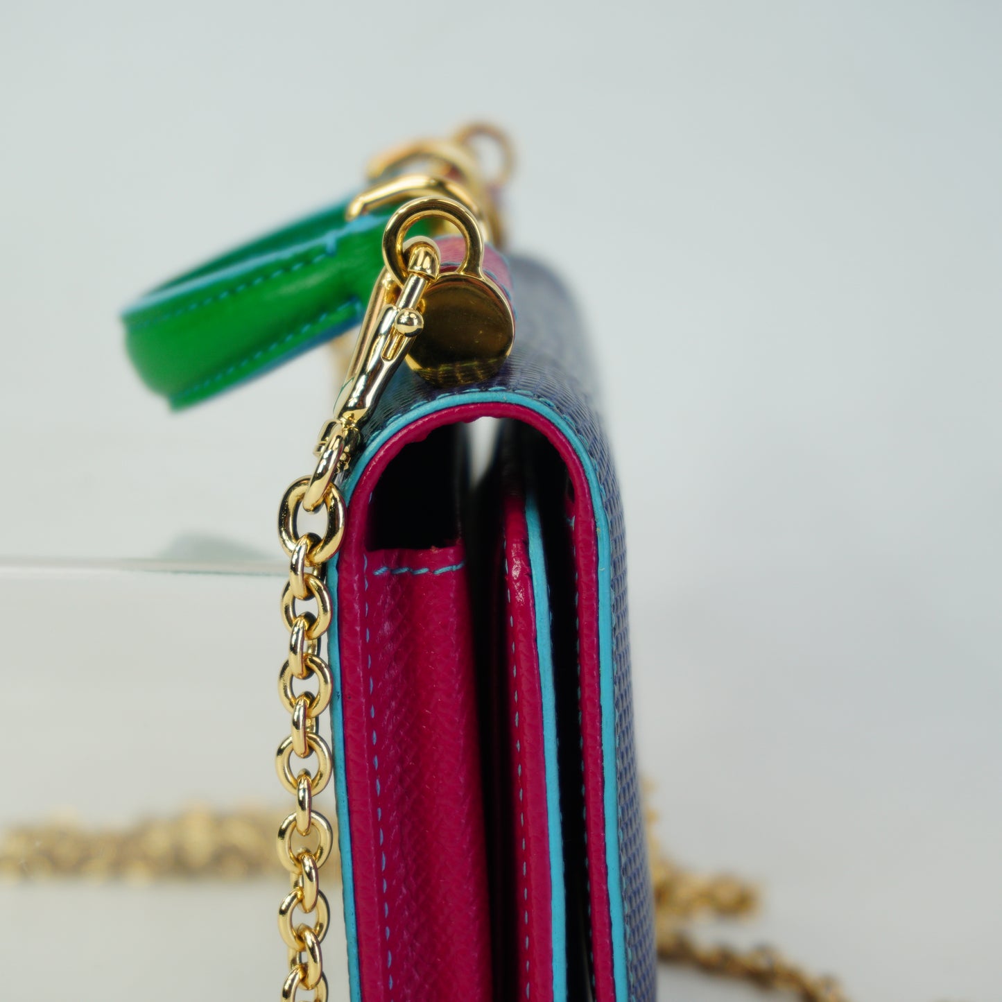 Dolce&Gabanna	Mino Von Wallet on Chain Blue/Pink GHW