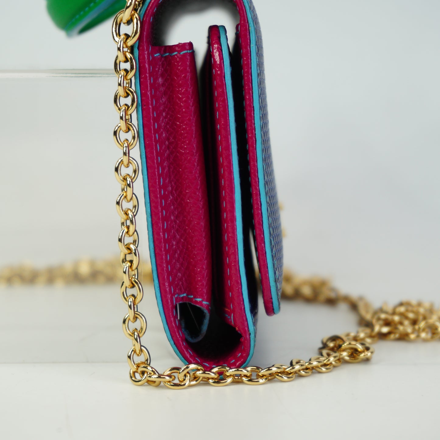 Dolce&Gabanna	Mino Von Wallet on Chain Blue/Pink GHW