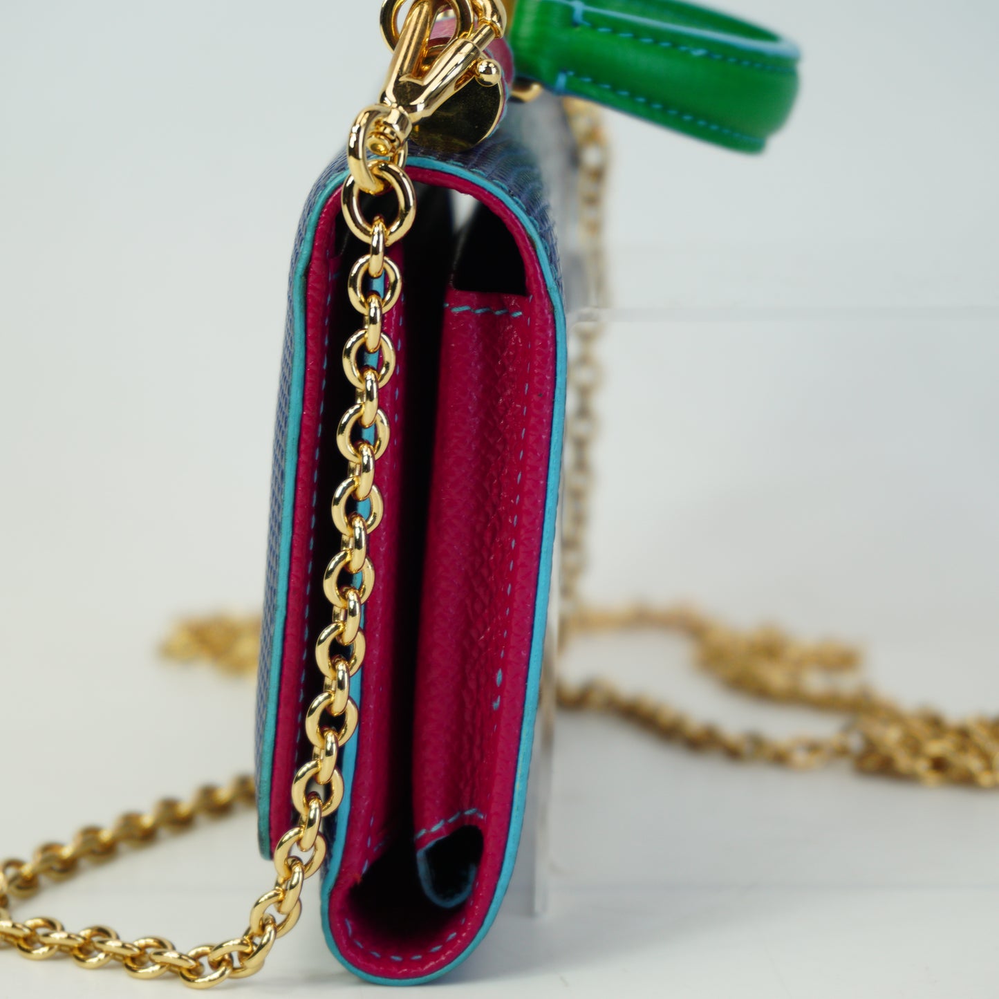 Dolce&Gabanna	Mino Von Wallet on Chain Blue/Pink GHW