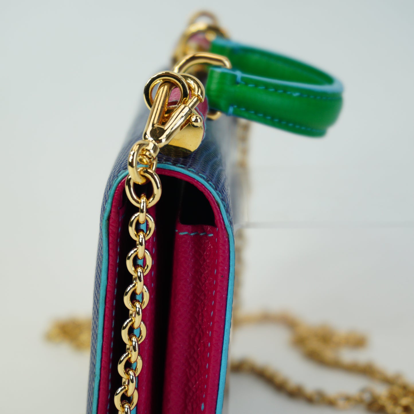 Dolce&Gabanna	Mino Von Wallet on Chain Blue/Pink GHW