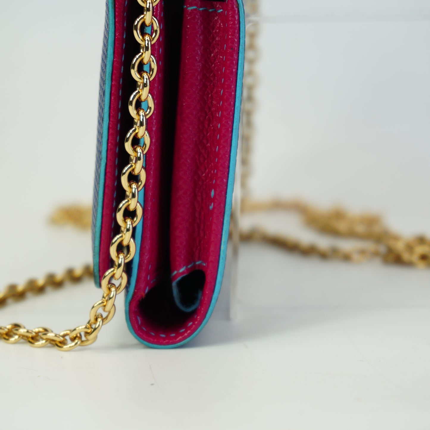 Dolce&Gabanna	Mino Von Wallet on Chain Blue/Pink GHW