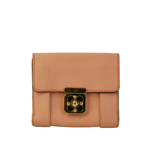 Chloe	Lock Compact Tri-fold wallet Peach GHW
