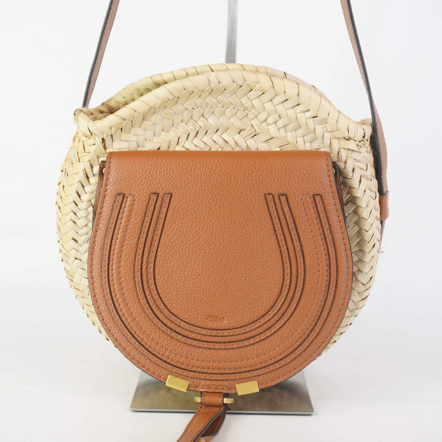 Chloe Marcie Leather Trimmed Raffia Small GHW