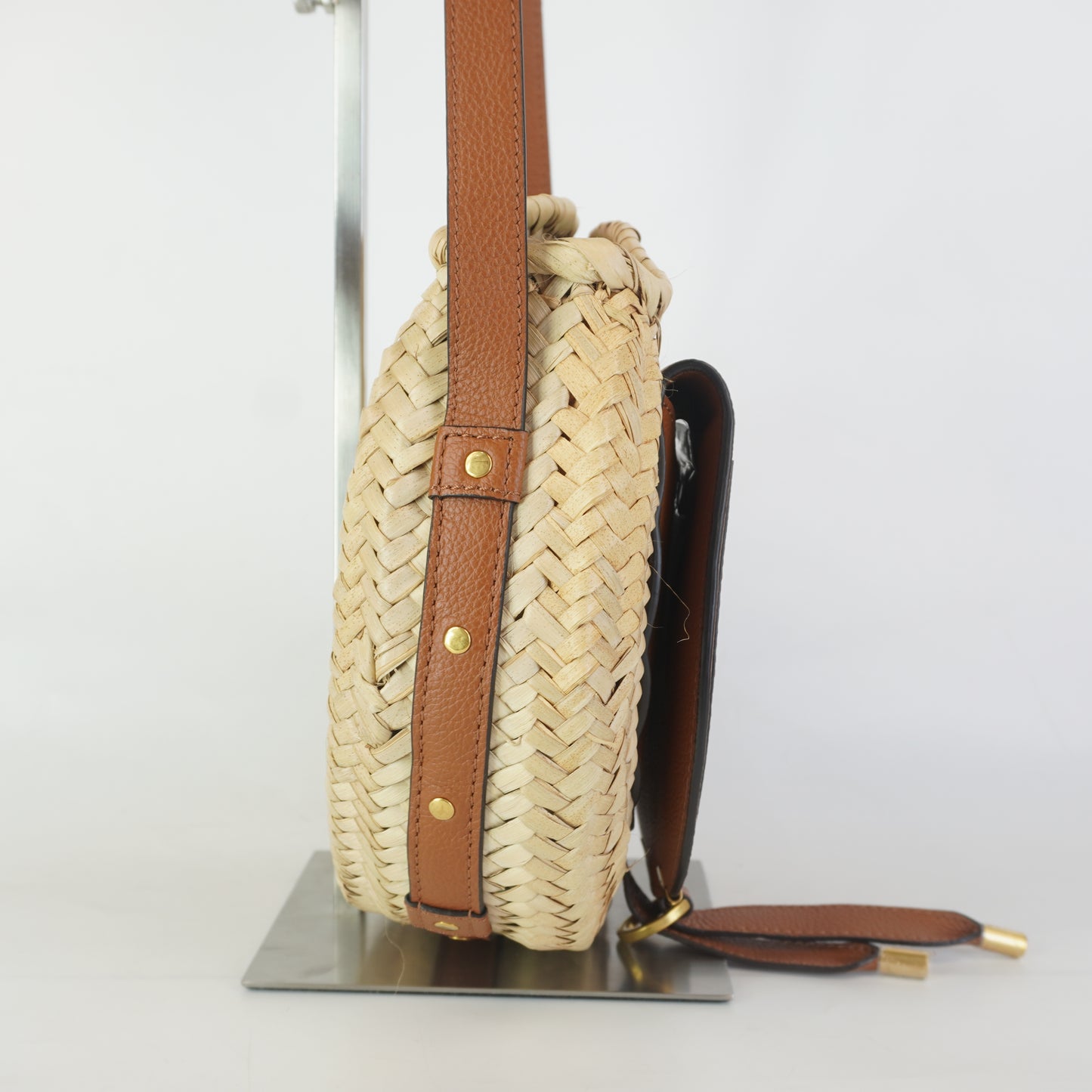 Chloe Marcie Leather Trimmed Raffia Small GHW