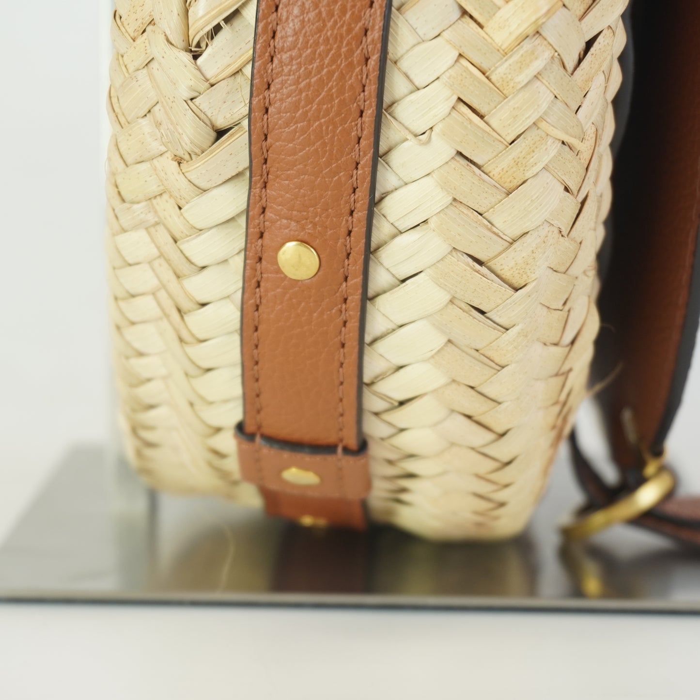 Chloe Marcie Leather Trimmed Raffia Small GHW
