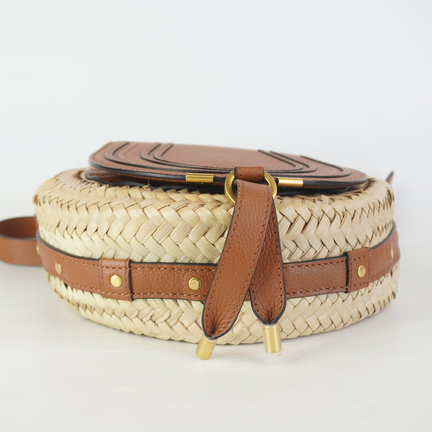 Chloe Marcie Leather Trimmed Raffia Small GHW
