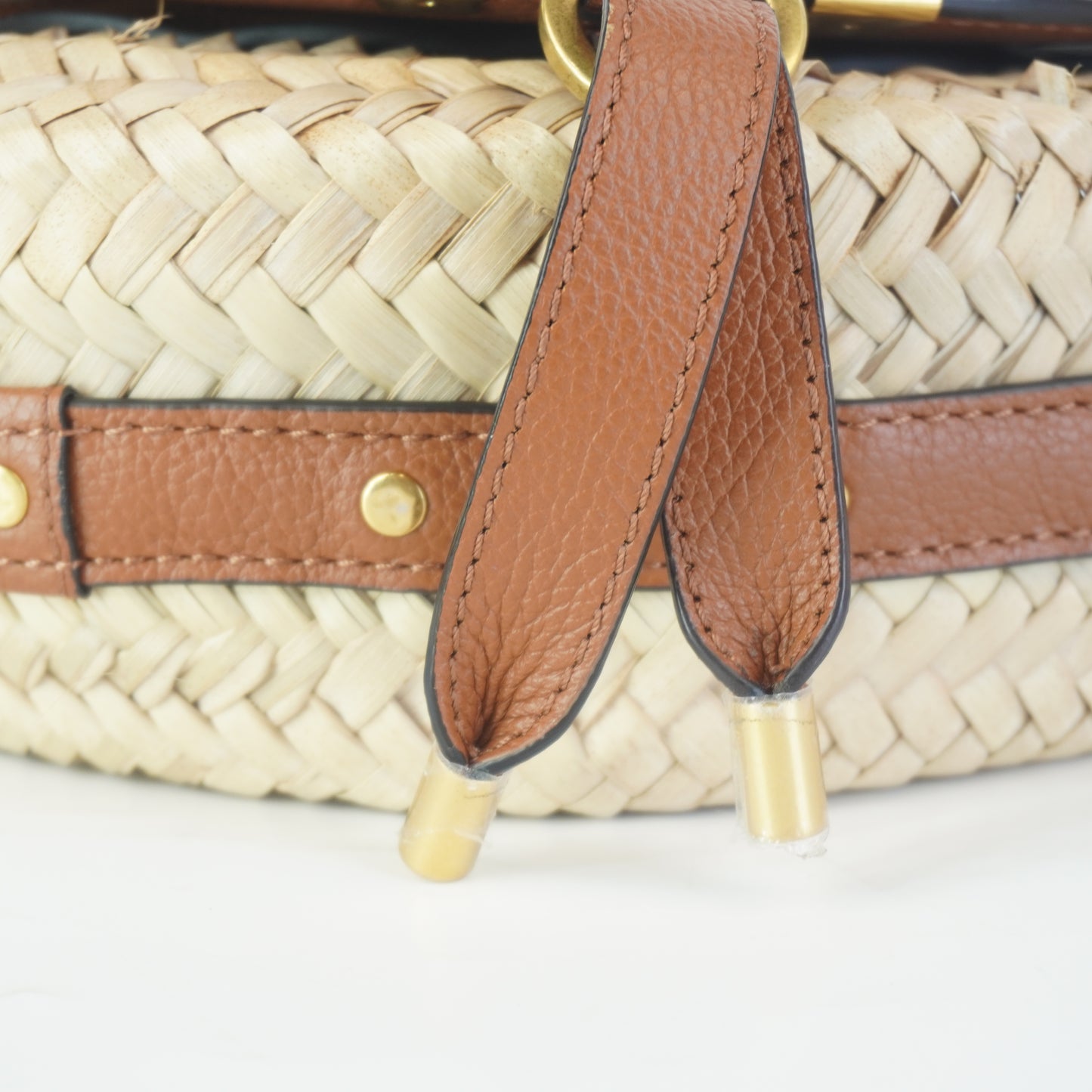 Chloe Marcie Leather Trimmed Raffia Small GHW