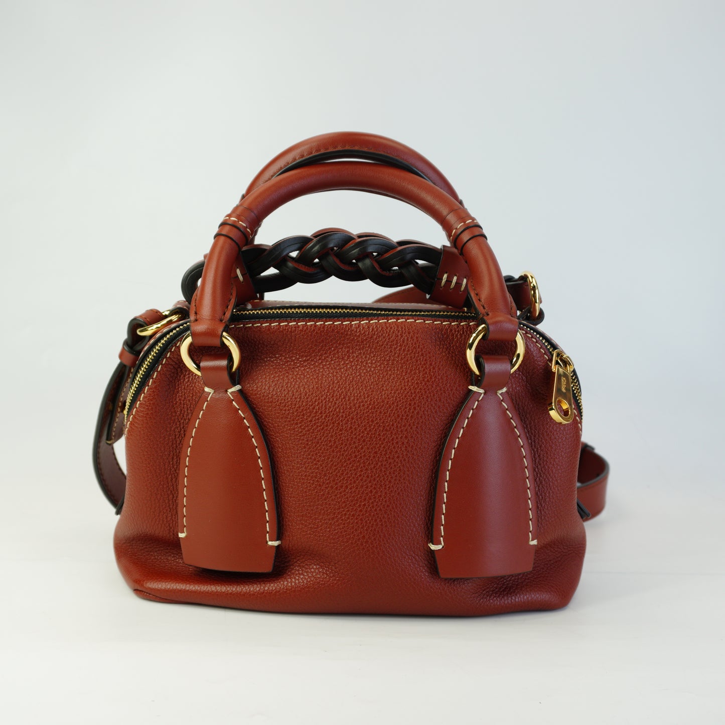 Chloe Small Daria Leather Bag In brown GHW