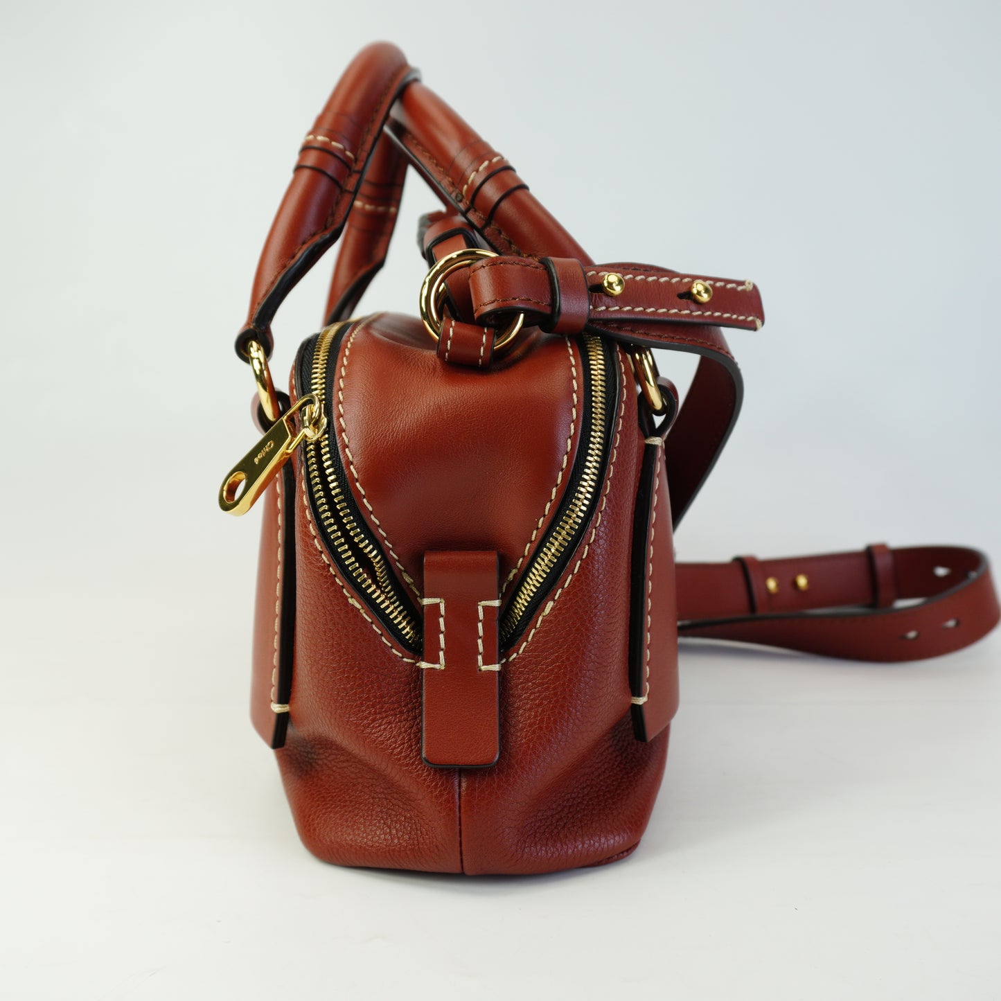 Chloe Small Daria Leather Bag In brown GHW