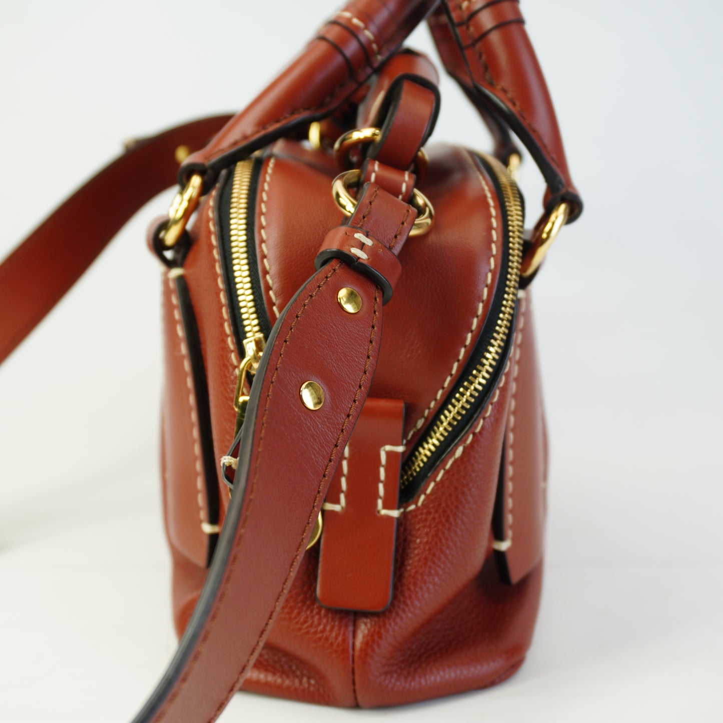 Chloe Small Daria Leather Bag In brown GHW