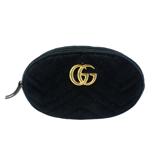 Gucci GG Marmont Belt Seude Black Bag