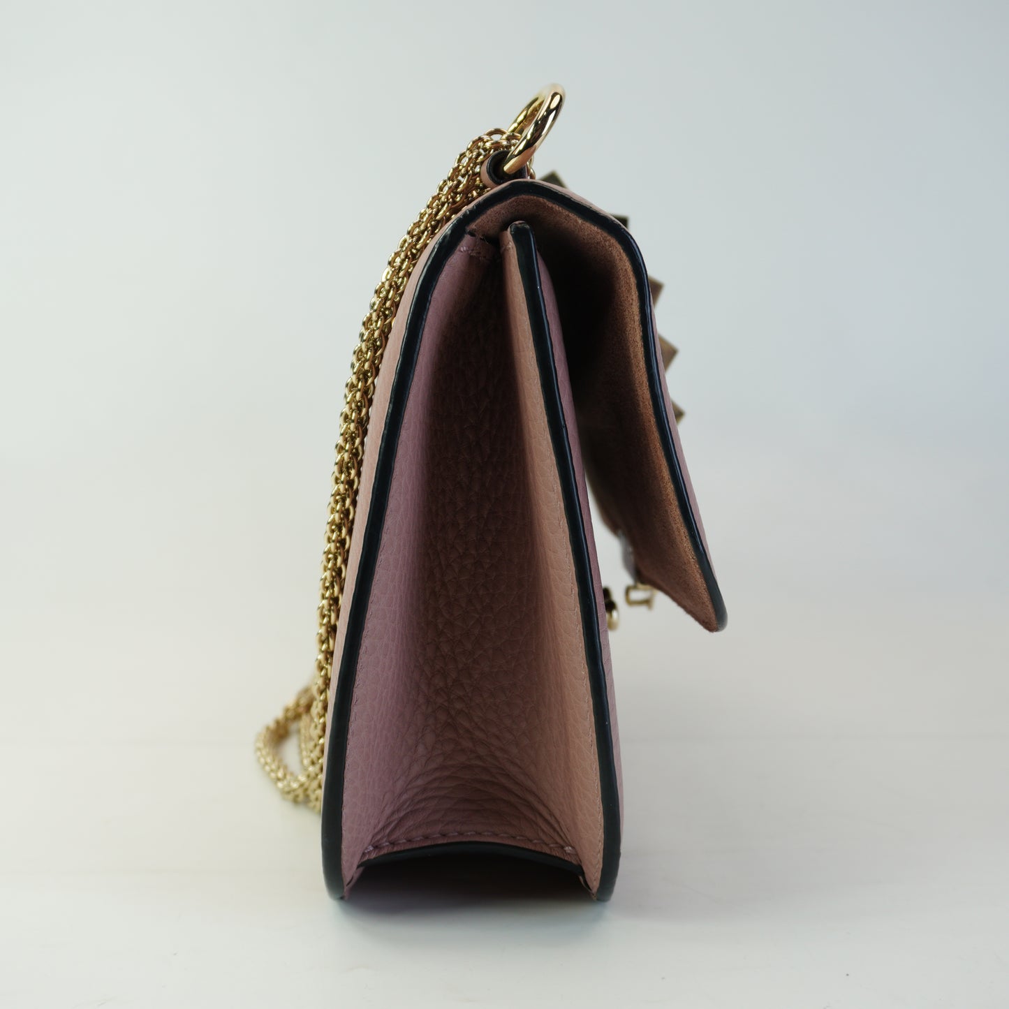 Valentino Rockstud Glam Lock Shoulder Bag GHW Small Mauve