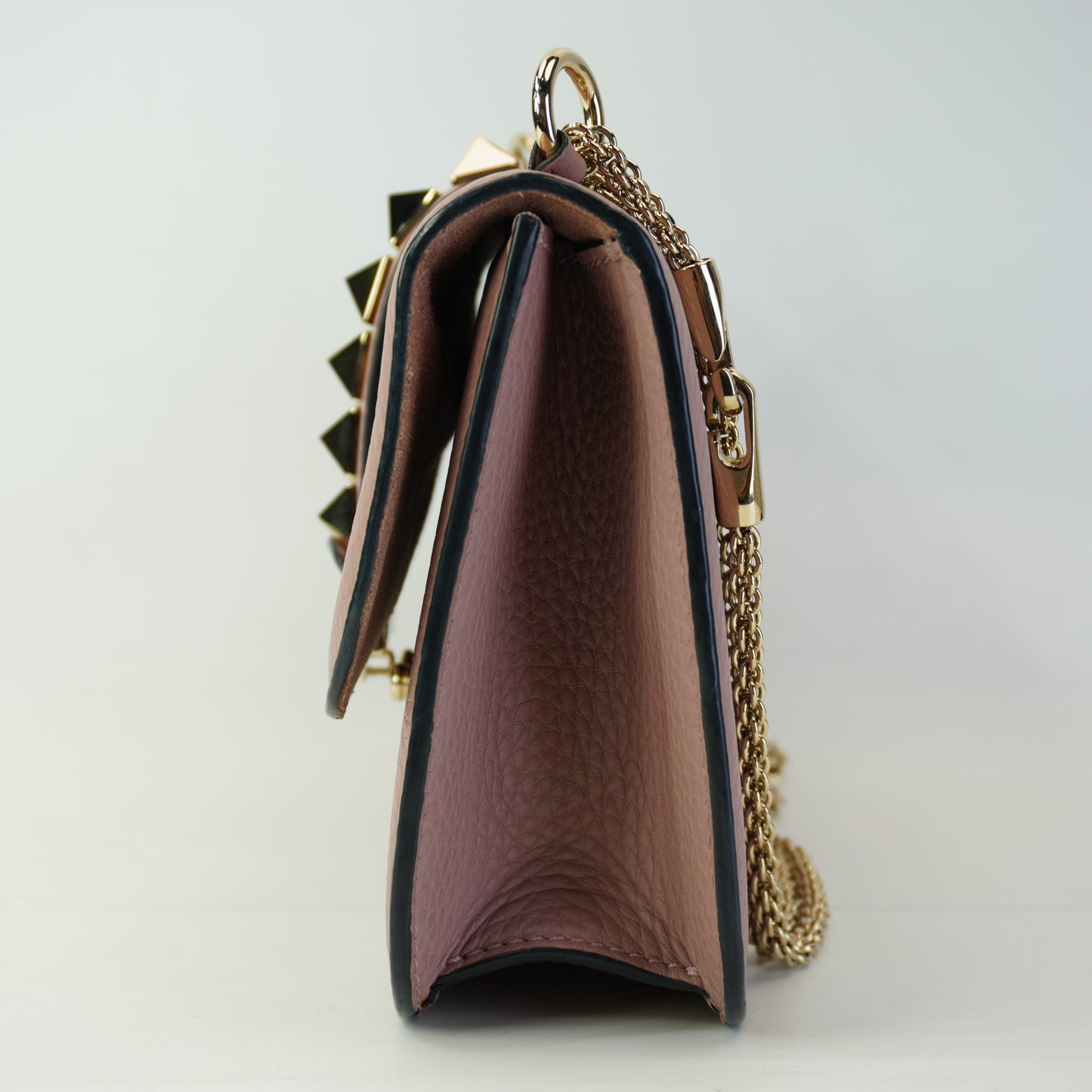 Valentino Rockstud Glam Lock Shoulder Bag GHW Small Mauve
