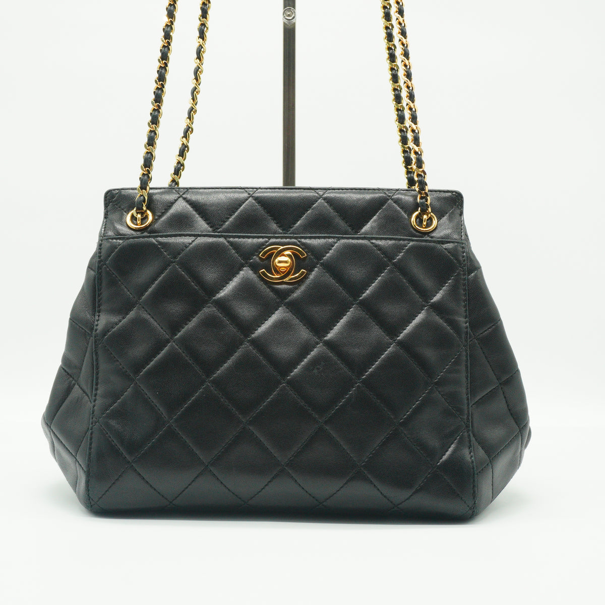 Chanel Black Quilted Lambskin Black Medium GHW